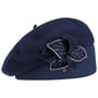 Béret en Laine Foulée avec Fleur by Lierys bleu foncé