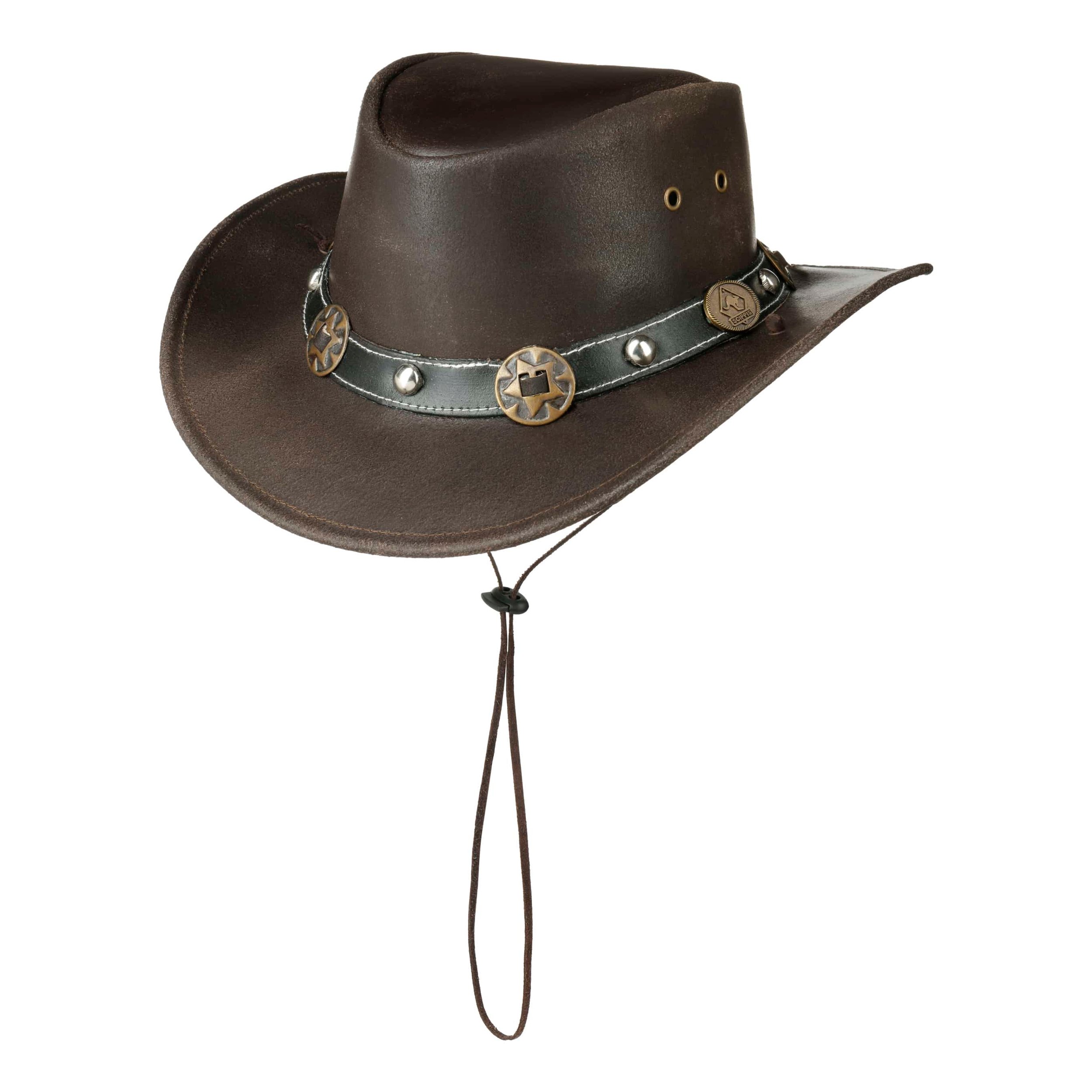 Scippis Homme Marron Chapeau Concho En Cuir By