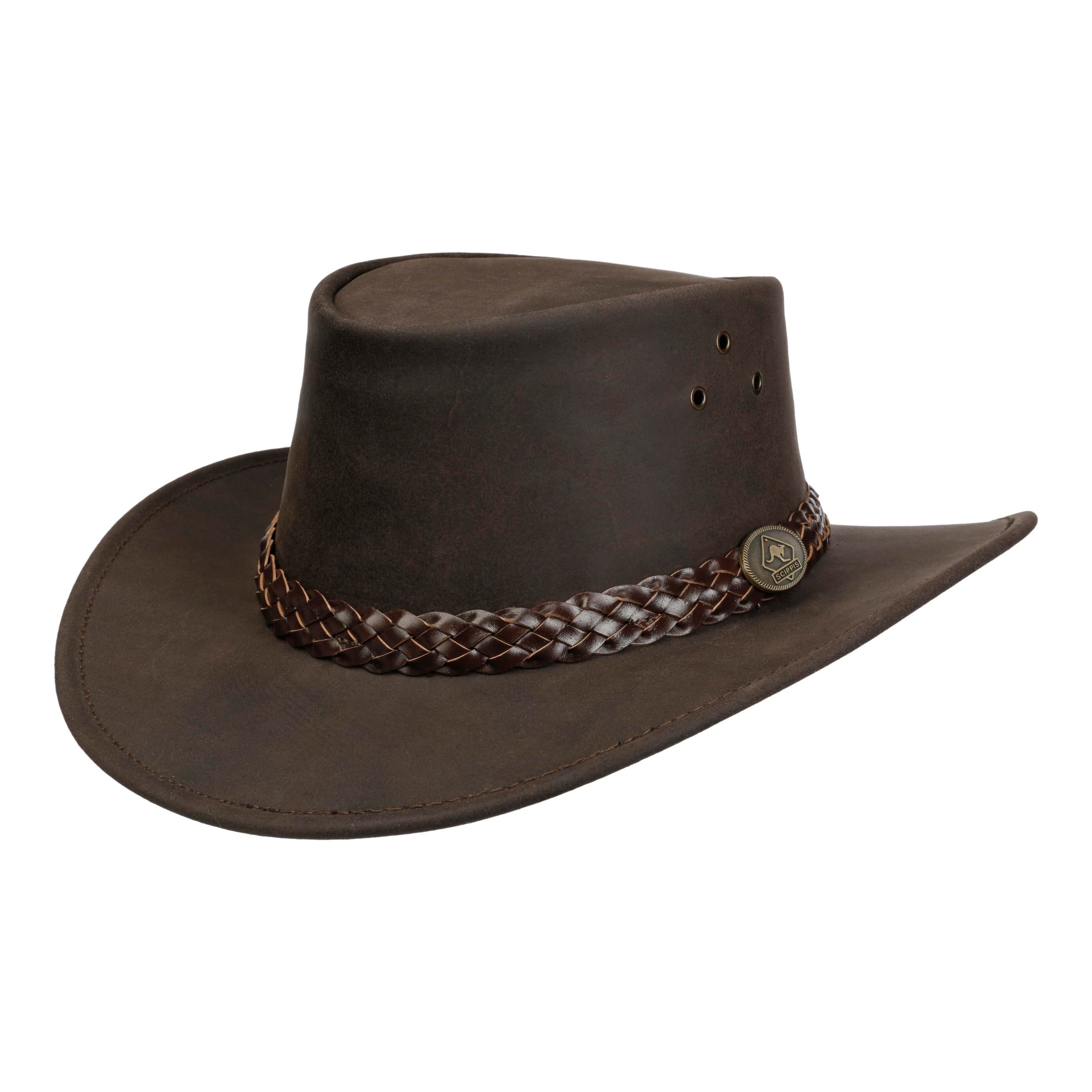 Scippis Homme Marron Chapeau En Cuir Wallaroo By