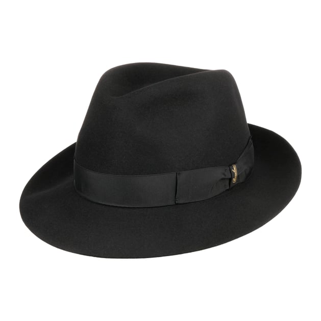 Chapeau Feutre Laine Bleu Marine Bossalino Petit Bord Taille 56 - Fait Main Italie