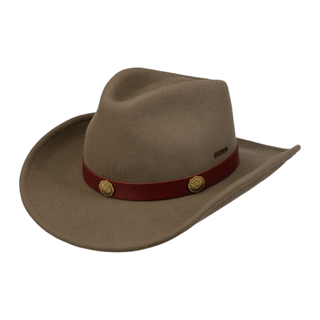 Stetson Chapeau Western Limington En Laine Feutre Homme - Bandeau Cuir & Détails Cowboy Automne Hiver