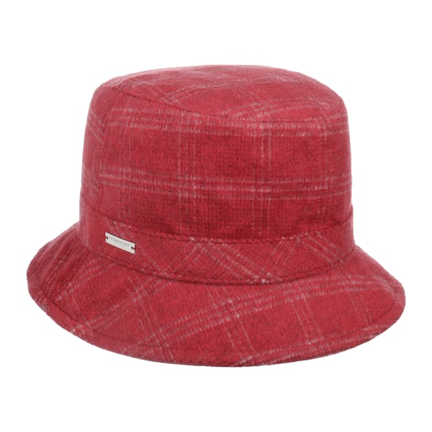 Chapeau De Pluie Seeberger Pour Femme - Tissu Imperméable - Bord Large 6 Cm - Taille Unique Réglable - Rouge